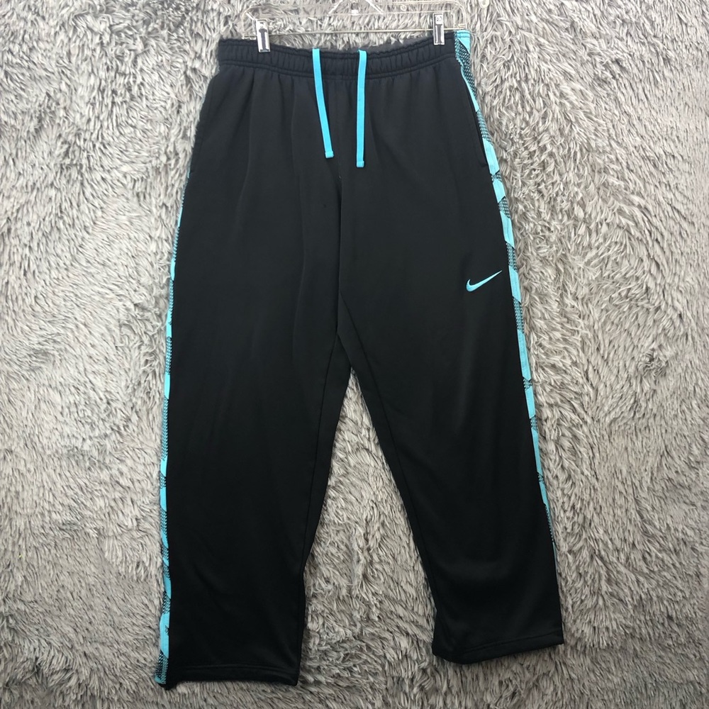 Nike Pants Mens Large Therma Fit  Drawstring Waist Athletic Black Pockets